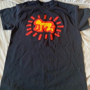 KEITH HARING DOG PERSON NEON ORANGE YELLOW TSHIRT BRAND NEW